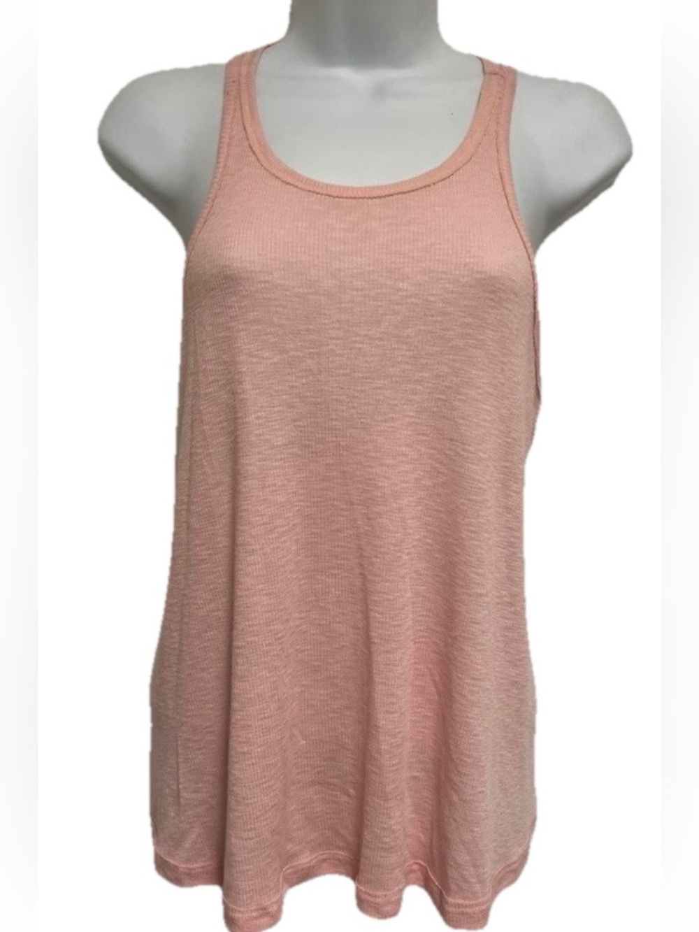 FREE PEOPLE Long Beach ribbed pink L sleeveless Racerback tank top. EUC No flaws